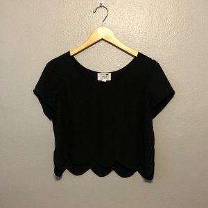 LA Hearts Black Scalloped Crop Top